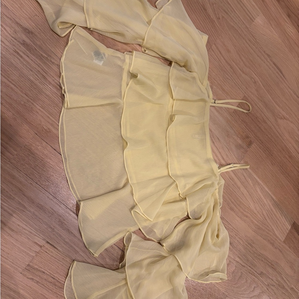 BCBG Generation Yellow Ruffled Sheer Top